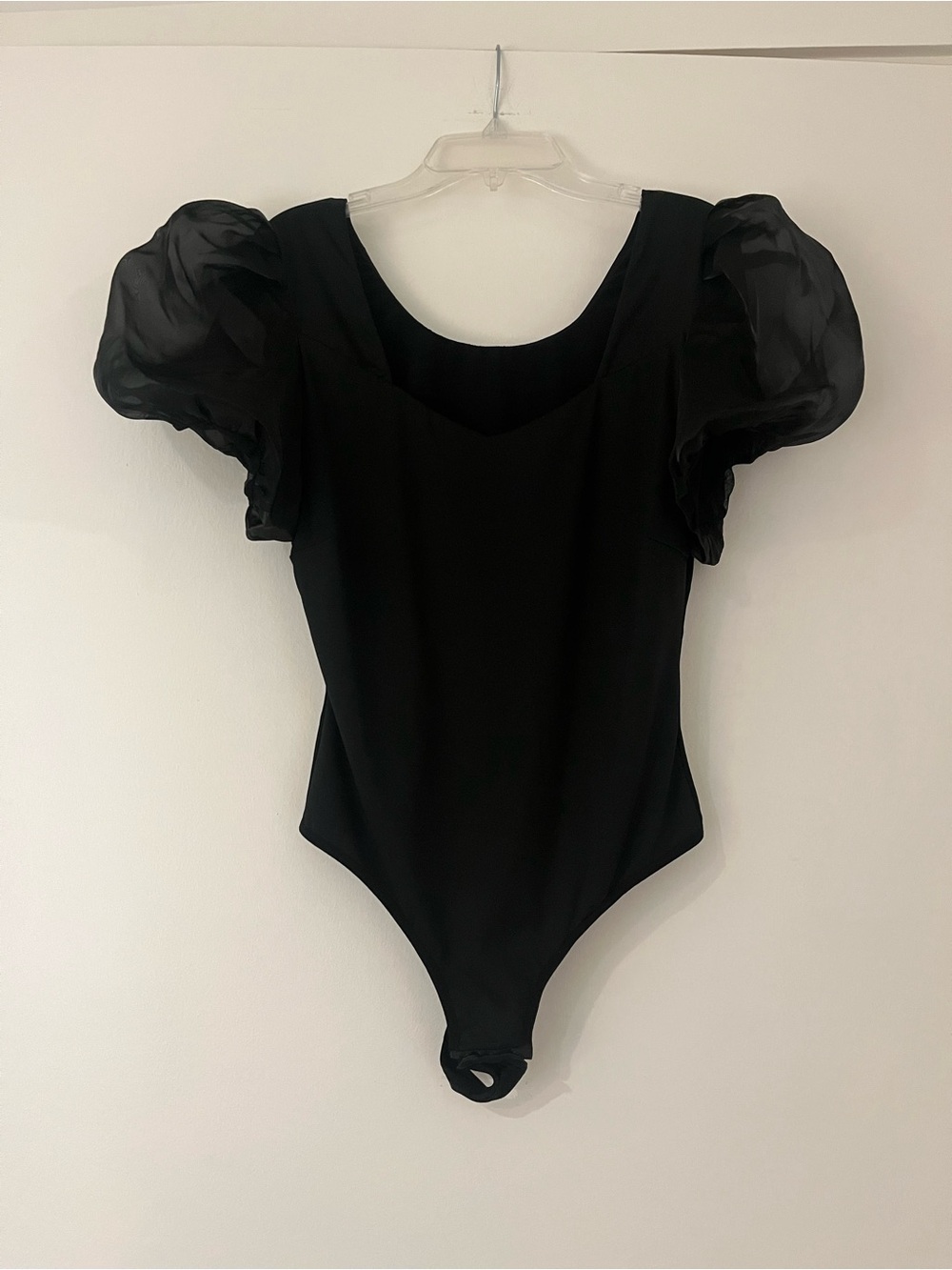 Black Puff-Sleeve One-Piece Bodysuit